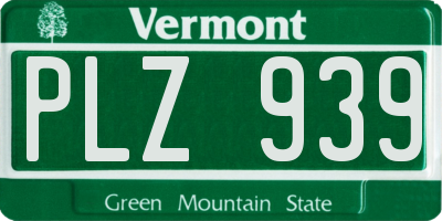 VT license plate PLZ939