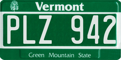 VT license plate PLZ942
