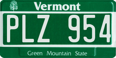 VT license plate PLZ954