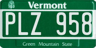 VT license plate PLZ958