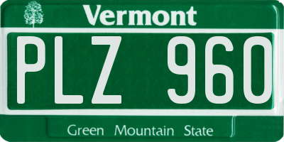 VT license plate PLZ960