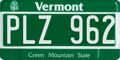 VT license plate PLZ962