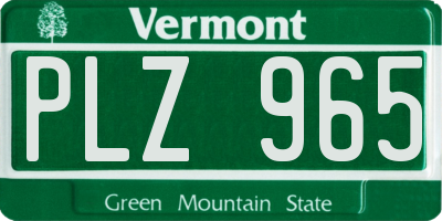 VT license plate PLZ965