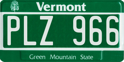 VT license plate PLZ966