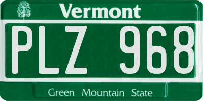 VT license plate PLZ968