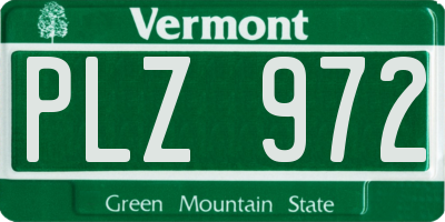 VT license plate PLZ972