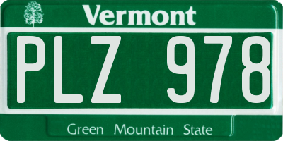 VT license plate PLZ978