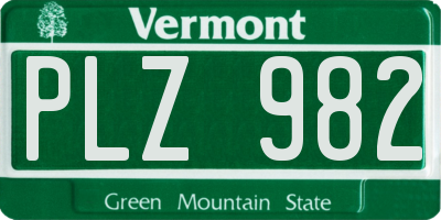 VT license plate PLZ982