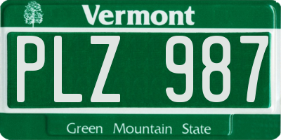 VT license plate PLZ987