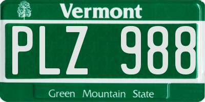 VT license plate PLZ988