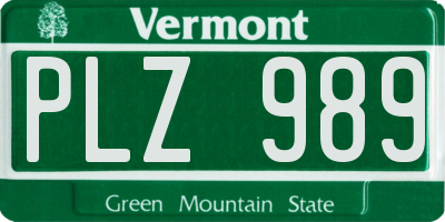 VT license plate PLZ989