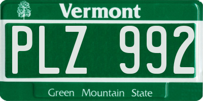 VT license plate PLZ992