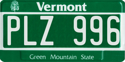 VT license plate PLZ996