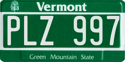 VT license plate PLZ997