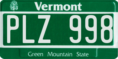 VT license plate PLZ998
