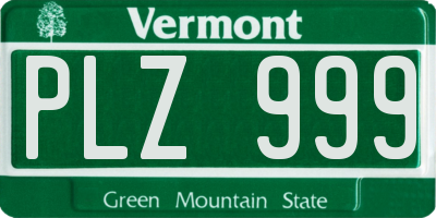 VT license plate PLZ999
