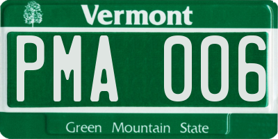 VT license plate PMA006