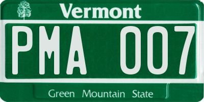VT license plate PMA007