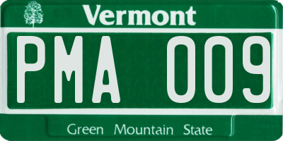 VT license plate PMA009