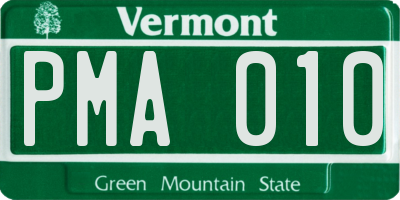 VT license plate PMA010