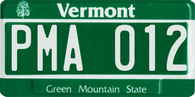 VT license plate PMA012