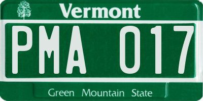 VT license plate PMA017