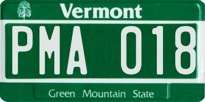 VT license plate PMA018