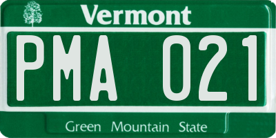 VT license plate PMA021