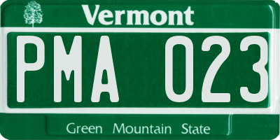 VT license plate PMA023