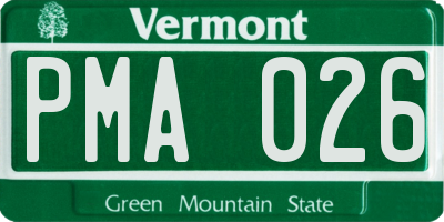 VT license plate PMA026