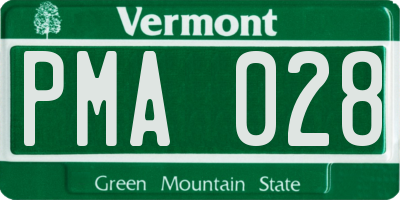 VT license plate PMA028