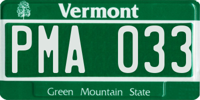 VT license plate PMA033