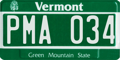 VT license plate PMA034