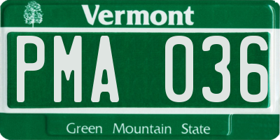 VT license plate PMA036