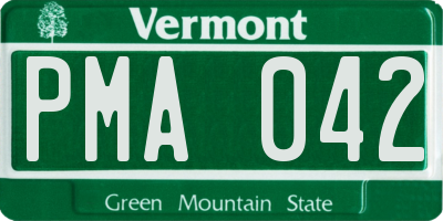 VT license plate PMA042