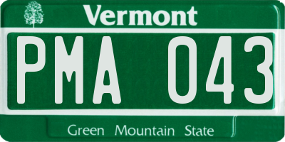 VT license plate PMA043