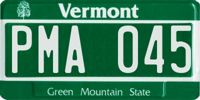 VT license plate PMA045