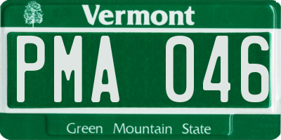 VT license plate PMA046