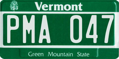 VT license plate PMA047