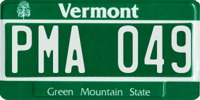 VT license plate PMA049