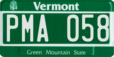 VT license plate PMA058