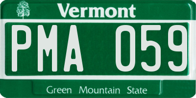 VT license plate PMA059