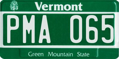 VT license plate PMA065