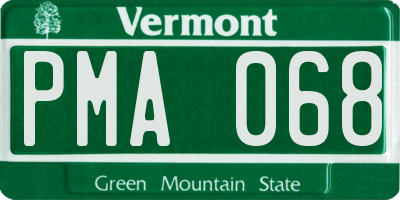 VT license plate PMA068