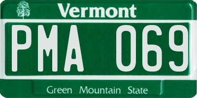 VT license plate PMA069