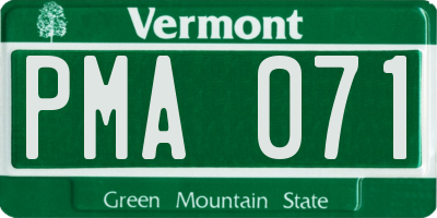 VT license plate PMA071