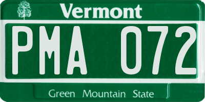 VT license plate PMA072