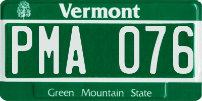 VT license plate PMA076