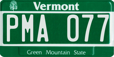 VT license plate PMA077