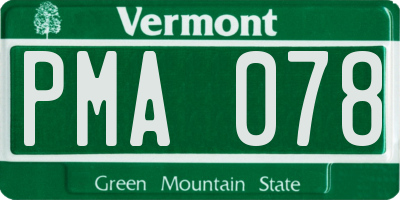 VT license plate PMA078